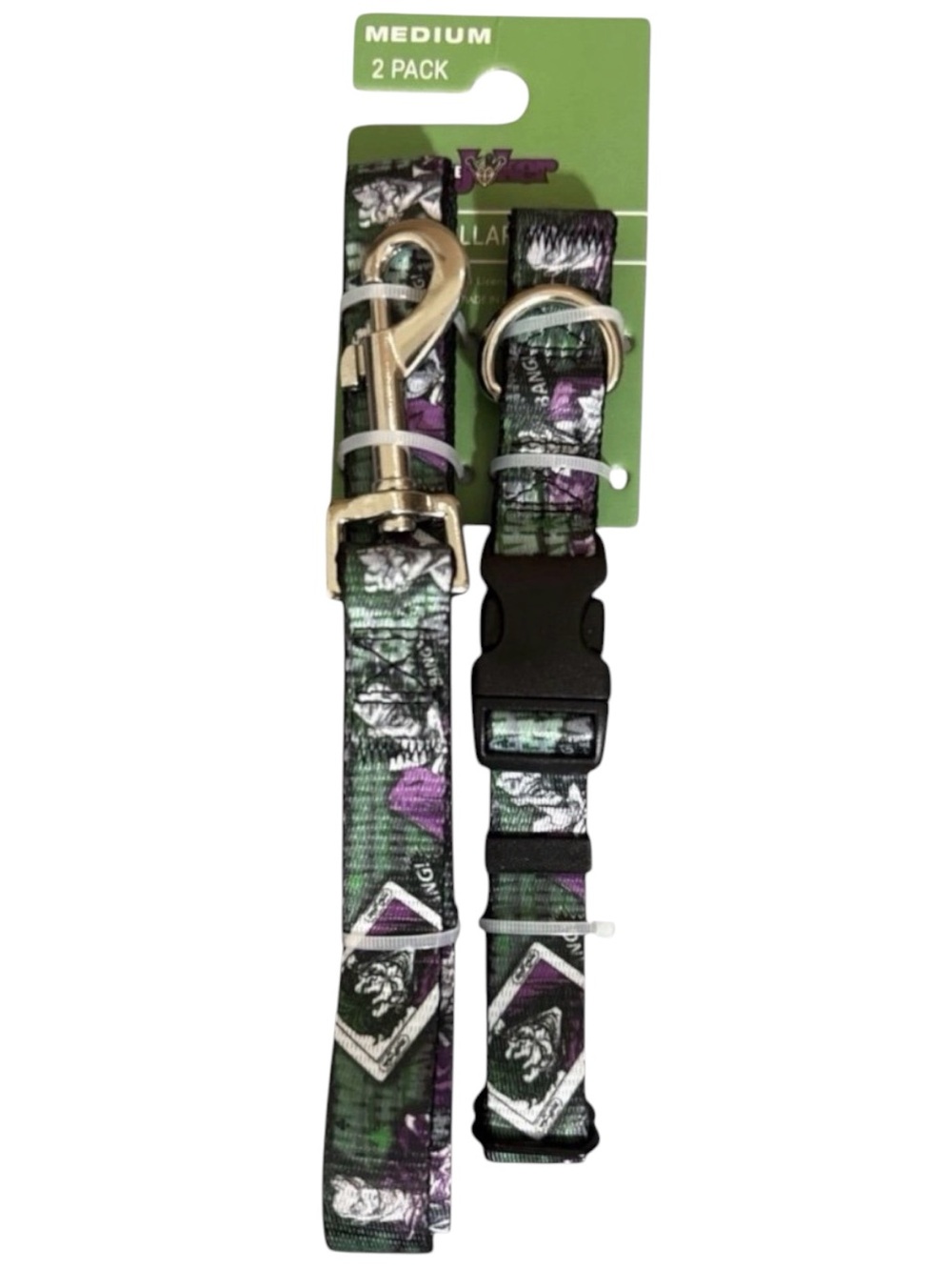 NEW 2 PC DC Comics The Joker Dog Collar & Leash Set Medium